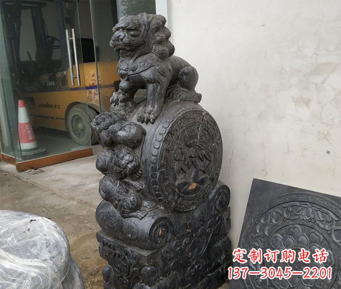兰州狮子抱鼓石仿古石门墩 (2)