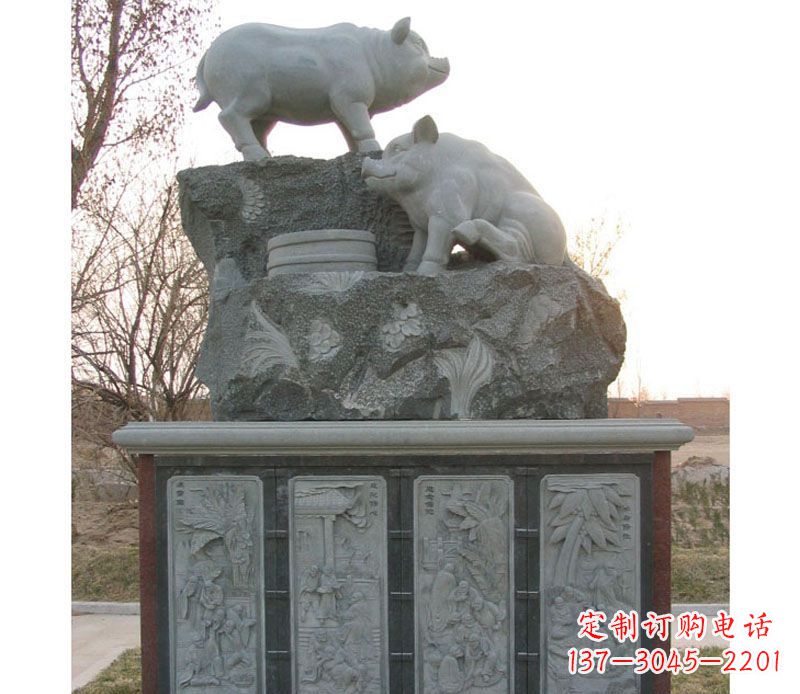 兰州十二生肖猪石雕