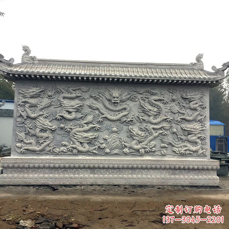 兰州中领雕塑：精美九龙壁雕塑，添彩寺庙庭院