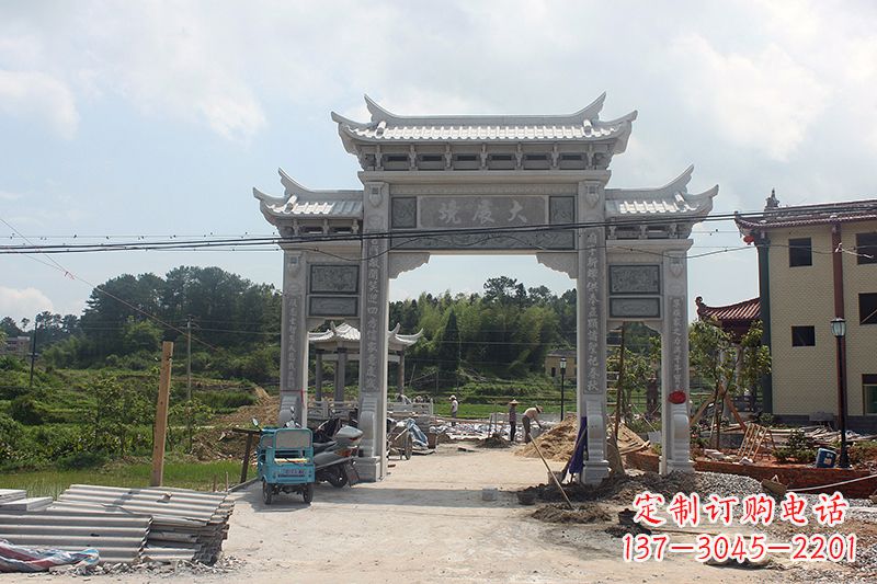 兰州中领雕塑：牌坊浮雕墙仿古雕塑工艺