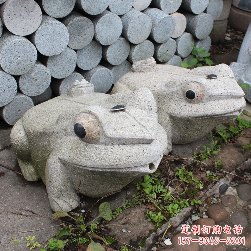 兰州石雕青蛙喷水雕塑