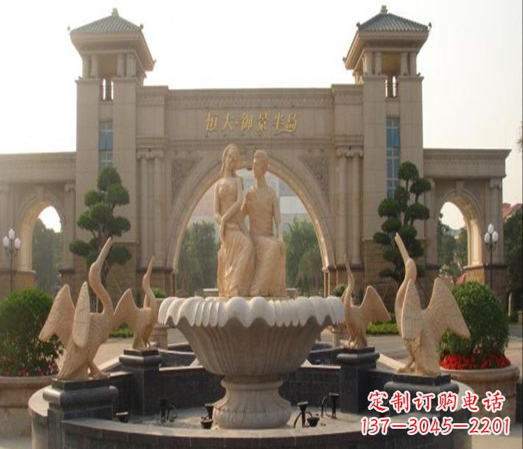 兰州石雕西方人物喷泉雕塑