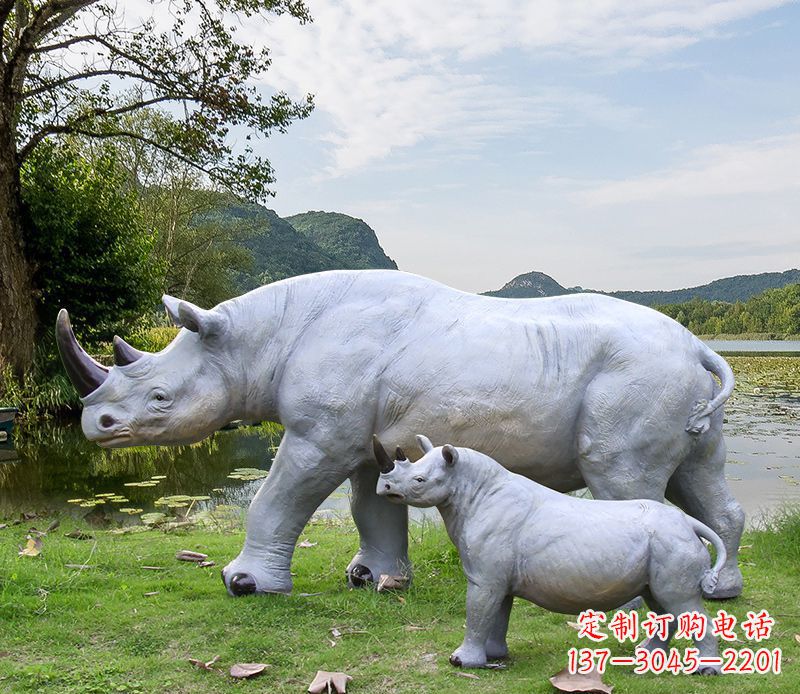 兰州石雕犀牛母子雕塑
