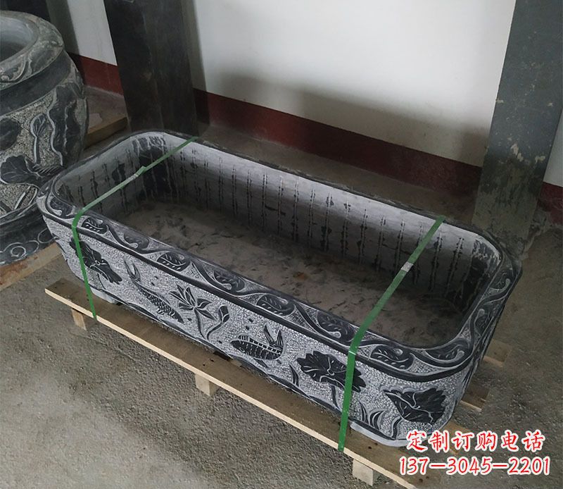 兰州石浮雕鱼缸仿古鱼缸石雕