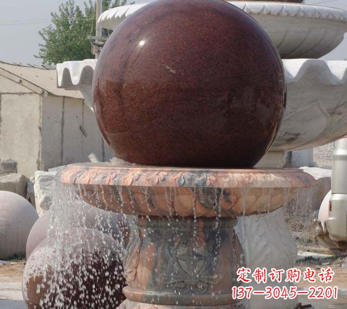 兰州石来运转小型风水球喷泉石雕