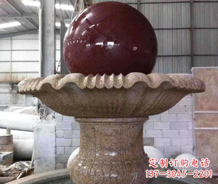 兰州石来运转小型风水球喷泉石雕 (2)