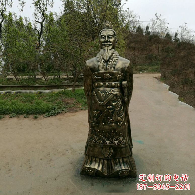 兰州始皇嬴政玻璃钢仿铜雕塑