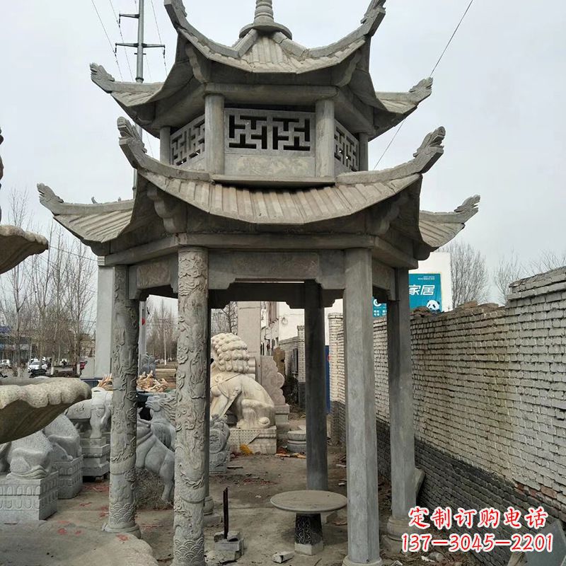 兰州双层大理石凉亭雕塑