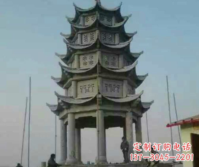 兰州双层大理石凉亭石雕 (2)