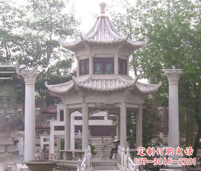 兰州双层仿古凉亭石雕 (3)