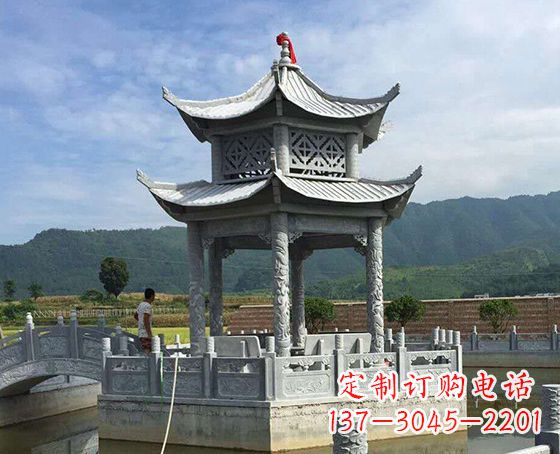 兰州双层仿古凉亭石雕_1