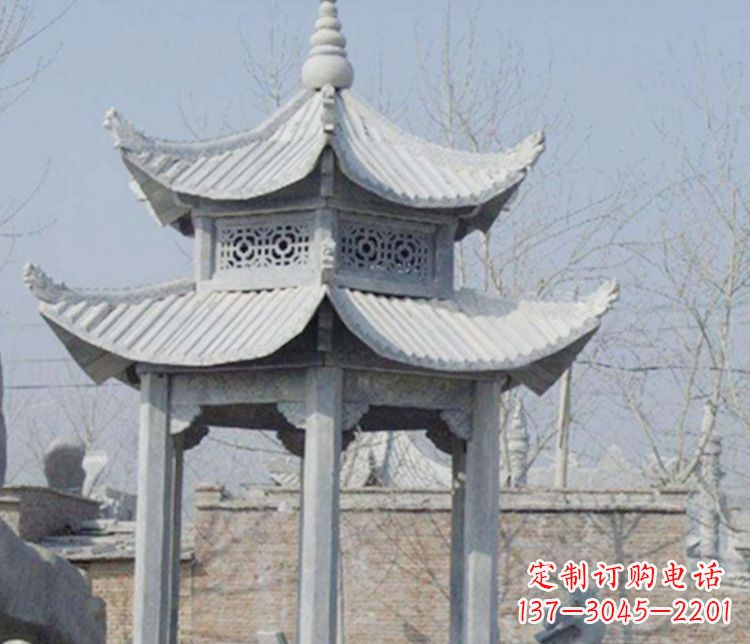 兰州双层仿古六角凉亭石雕