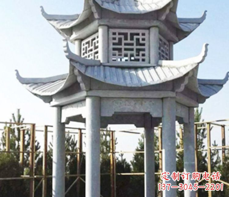 兰州双层仿古石凉亭石雕_2