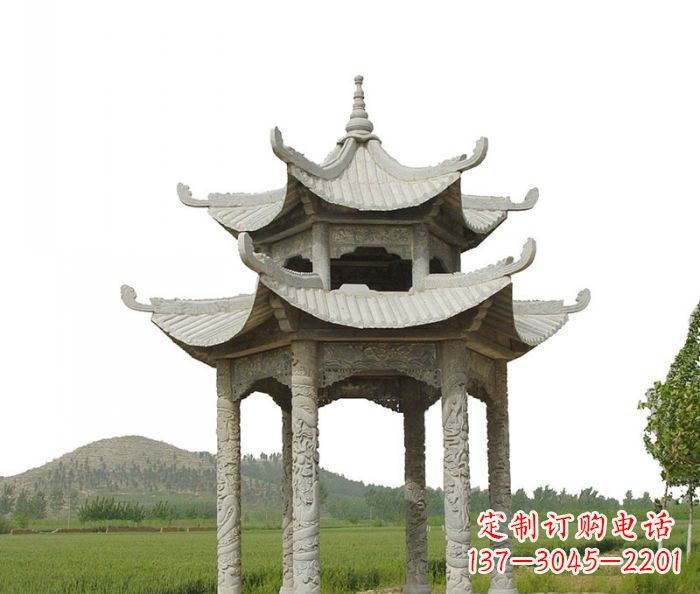 兰州双层仿古石雕凉亭