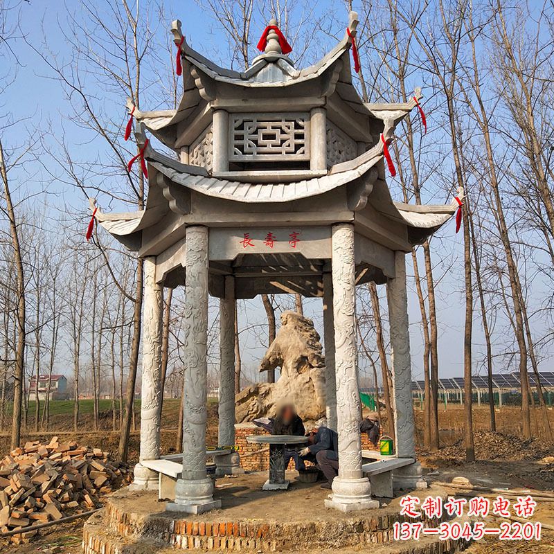 兰州双层六角石凉亭