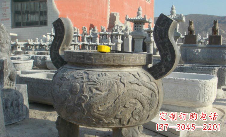 兰州双龙戏珠浮雕香炉铜雕