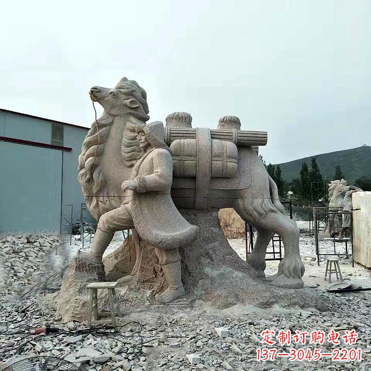 兰州丝绸之路骆驼情景石雕