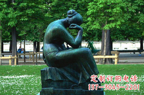 兰州思考的女人青铜人物铜雕