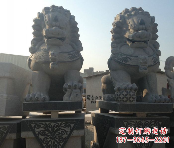 兰州寺庙景观仿古石狮子 (2)