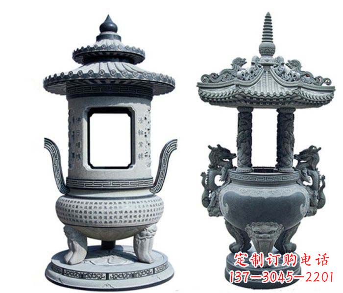 兰州寺庙景观仿古香炉石雕