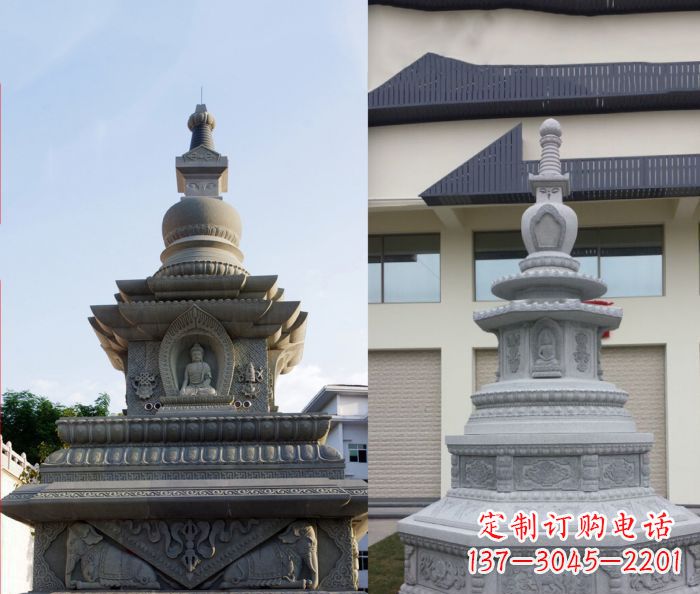 兰州寺庙景观舍利塔石雕 (3)