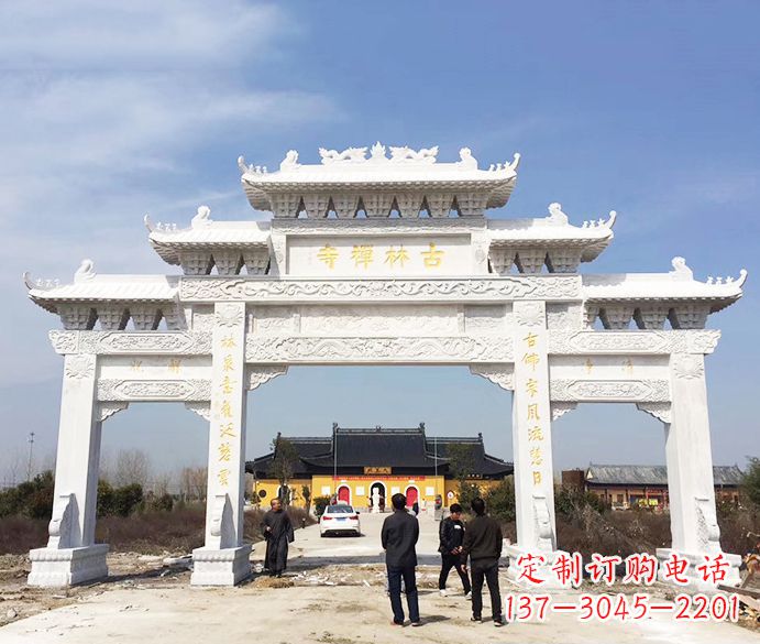 兰州寺庙三门五楼石牌坊石雕_2