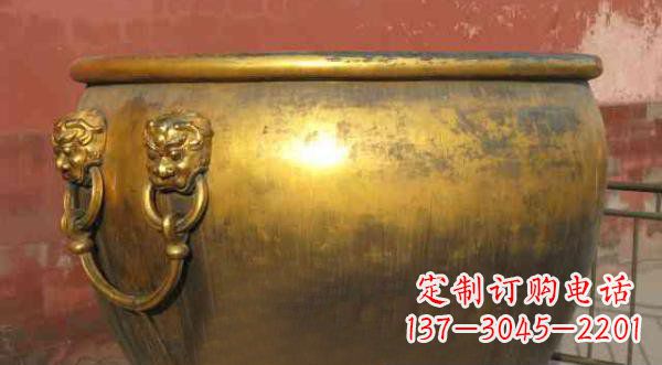 兰州寺庙水缸铜雕 (2)