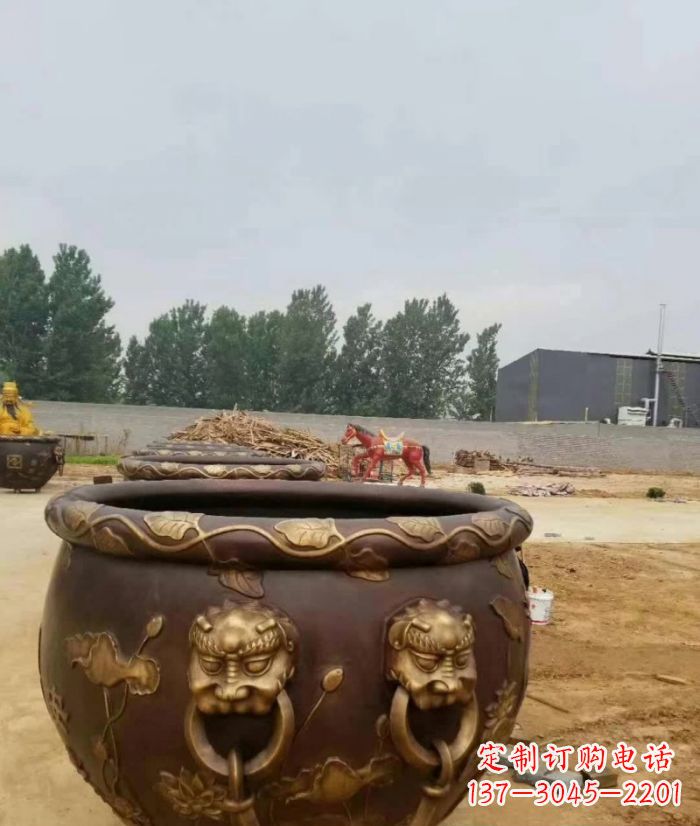 兰州寺庙水缸铜雕 (4)