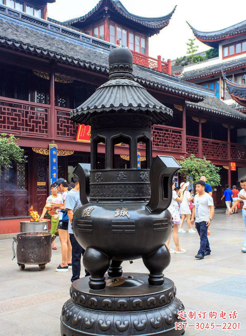 兰州寺庙铜香炉铜雕 (2)