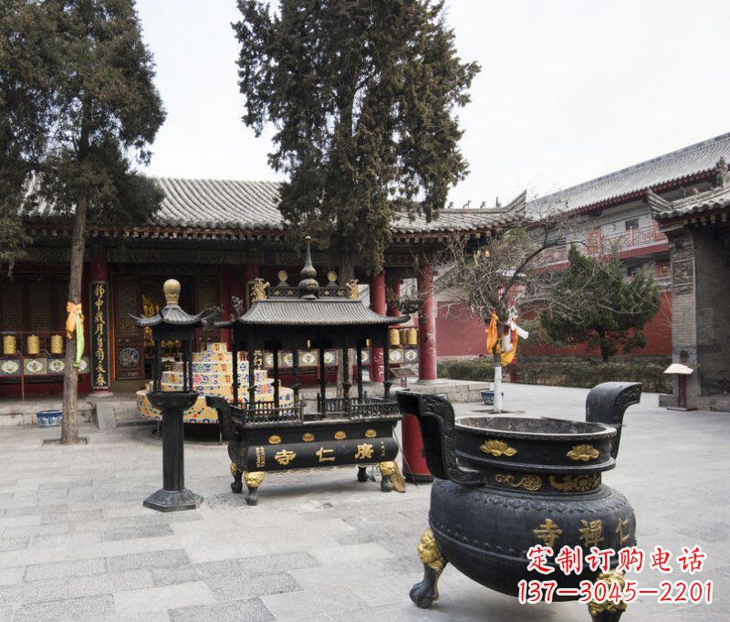 兰州寺庙铜香炉铜雕