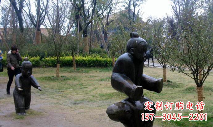 兰州跳山羊公园人物铜雕