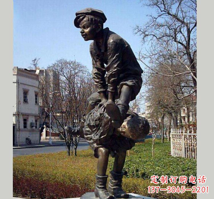 兰州跳山羊人物铜雕
