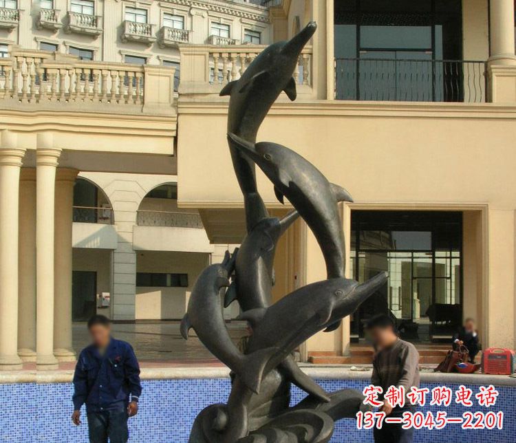 兰州跳跃海豚景观铜雕