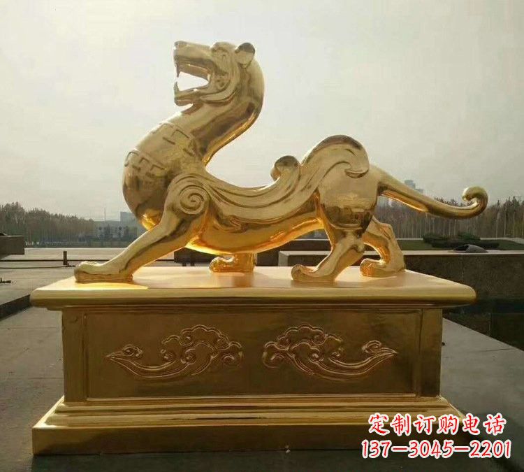 兰州贴金古代神兽青龙雕塑