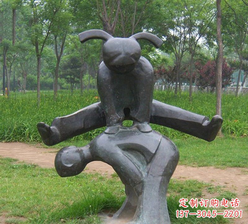 兰州铜雕抽象跳山羊儿童