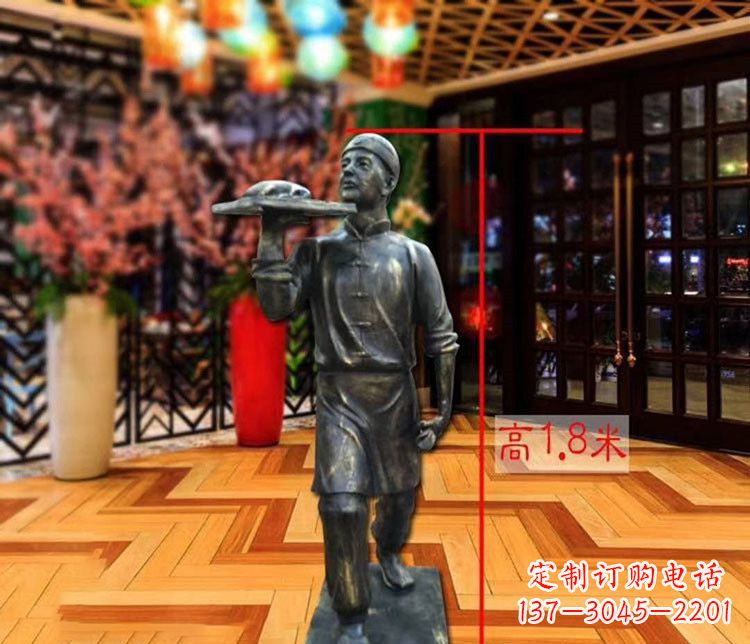 兰州铜雕店小二人物雕塑 (2)