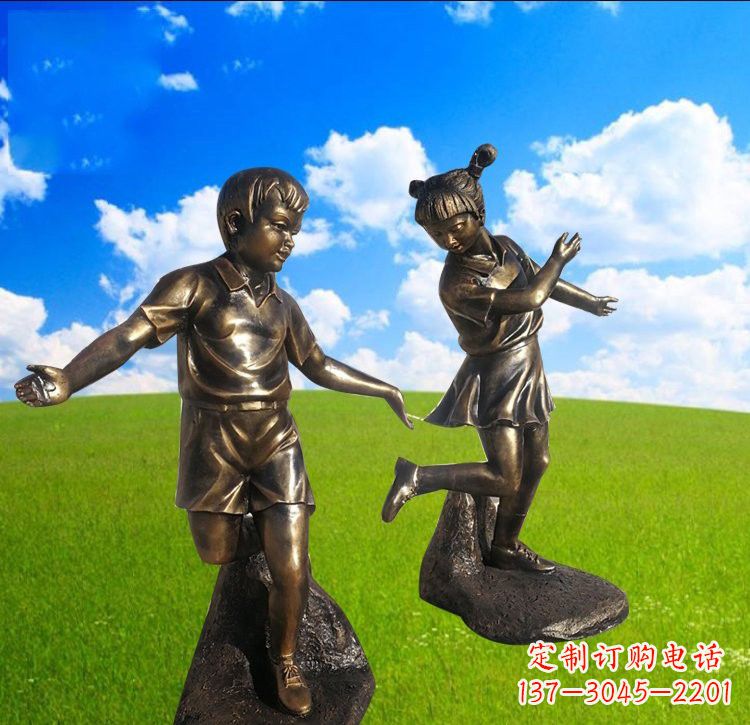 兰州铜雕儿童踢毽子