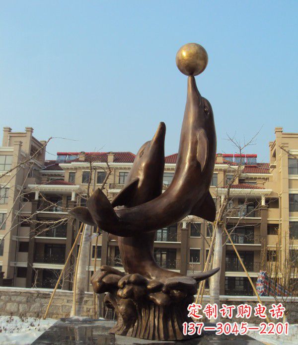 兰州铜雕海豚雕塑 (2)