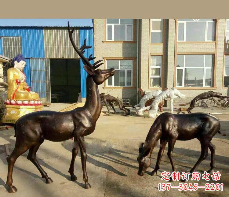 兰州铜雕户外公园动物雕塑鹿摆件 (2)