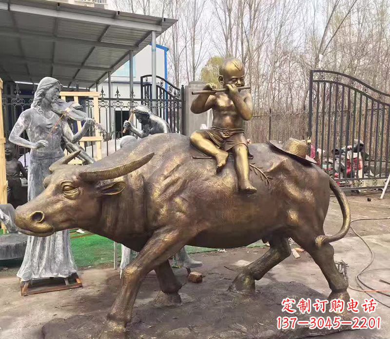 兰州铜雕户外牧童骑牛