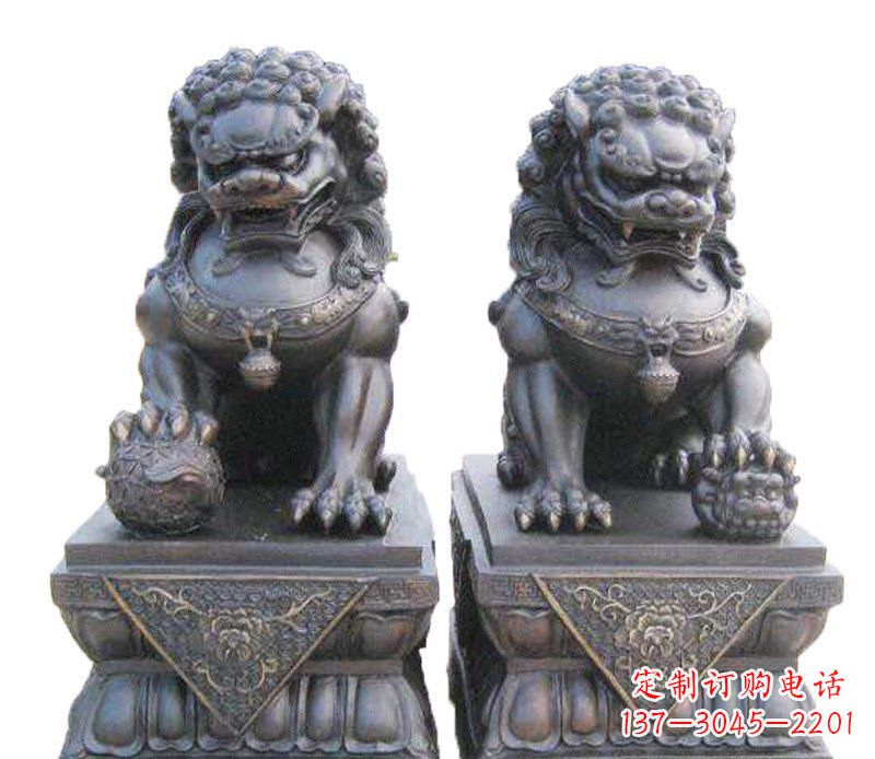 兰州铜雕酒店镇宅招财狮子摆件 (2)