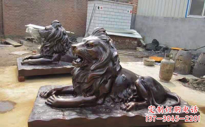 兰州铜雕狮子户外摆件镇宅动物雕塑