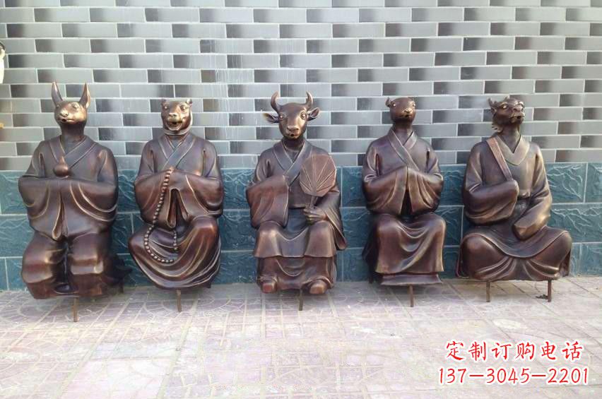 兰州铜雕兽首人身十二生肖雕塑