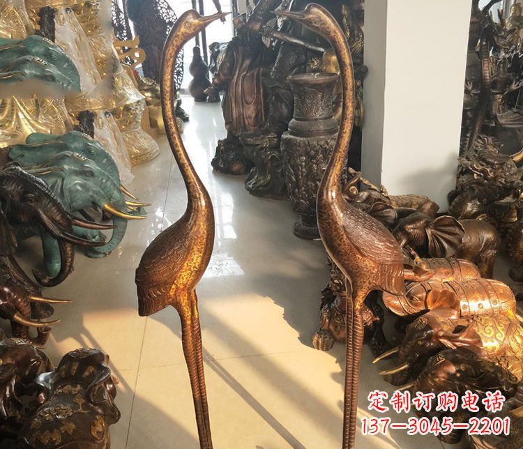 兰州铜雕仙鹤踩龟雕塑摆件