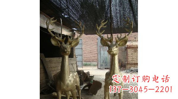 兰州铜雕小鹿公园动物雕塑 (2)