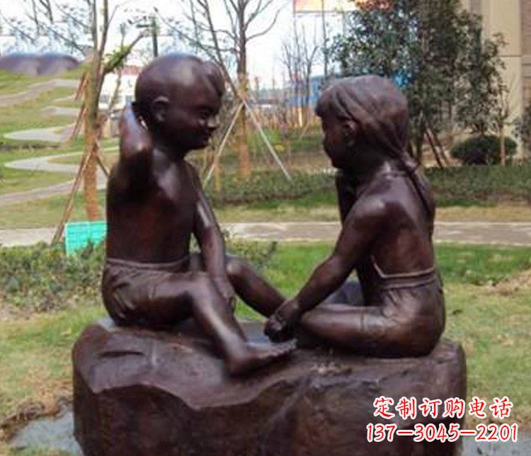 兰州铜雕小区玩游戏儿童雕塑