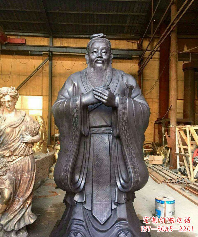 兰州铜雕校园孔子人像雕塑