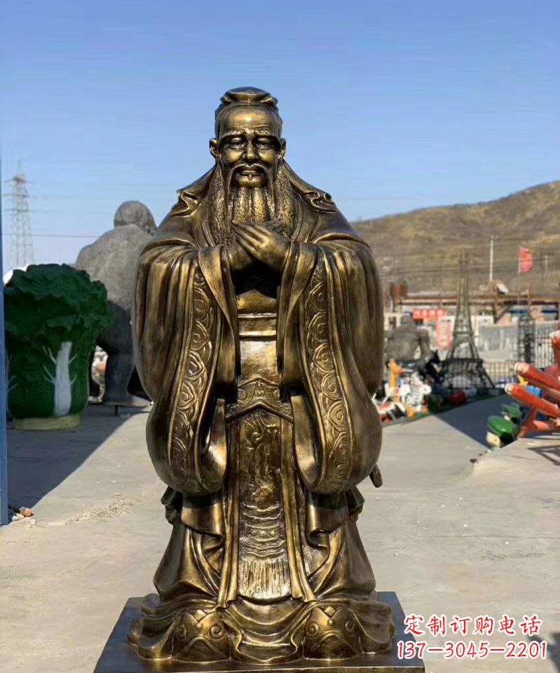 兰州铜雕学校孔子人物雕塑