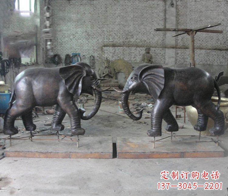 兰州铜雕园林动物大象雕塑 (2)
