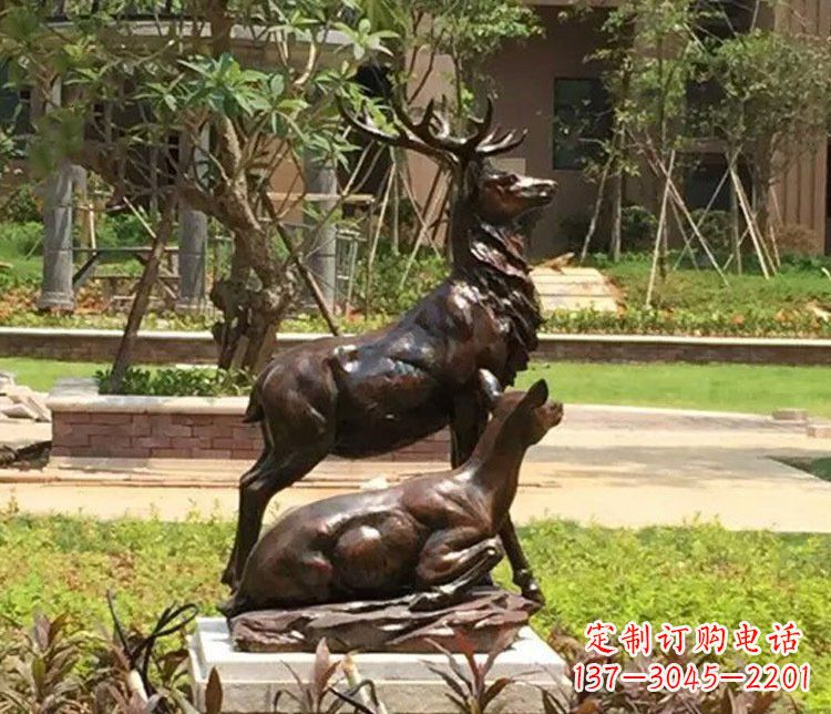 兰州铜雕园林梅花鹿雕塑摆件